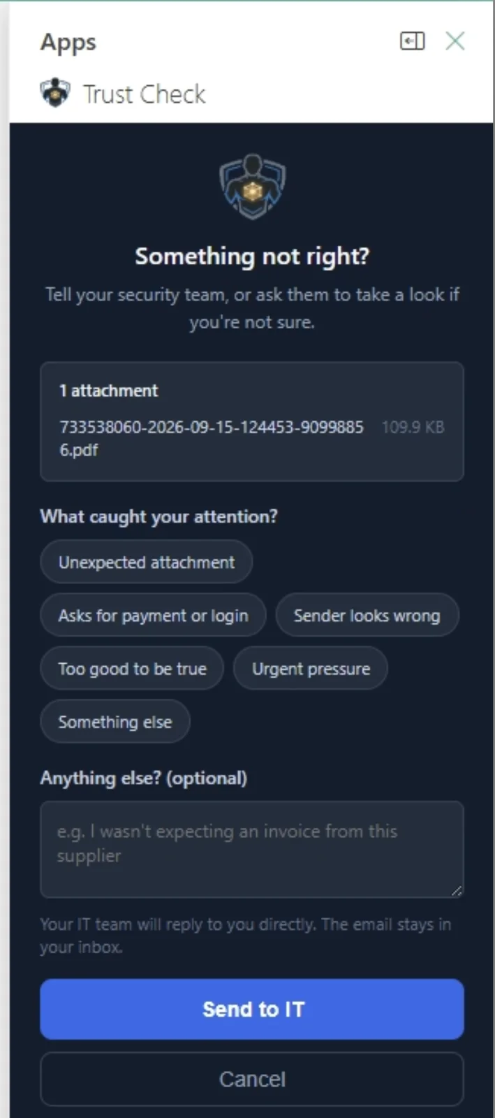 Trust Check — flagging what caught their attention
