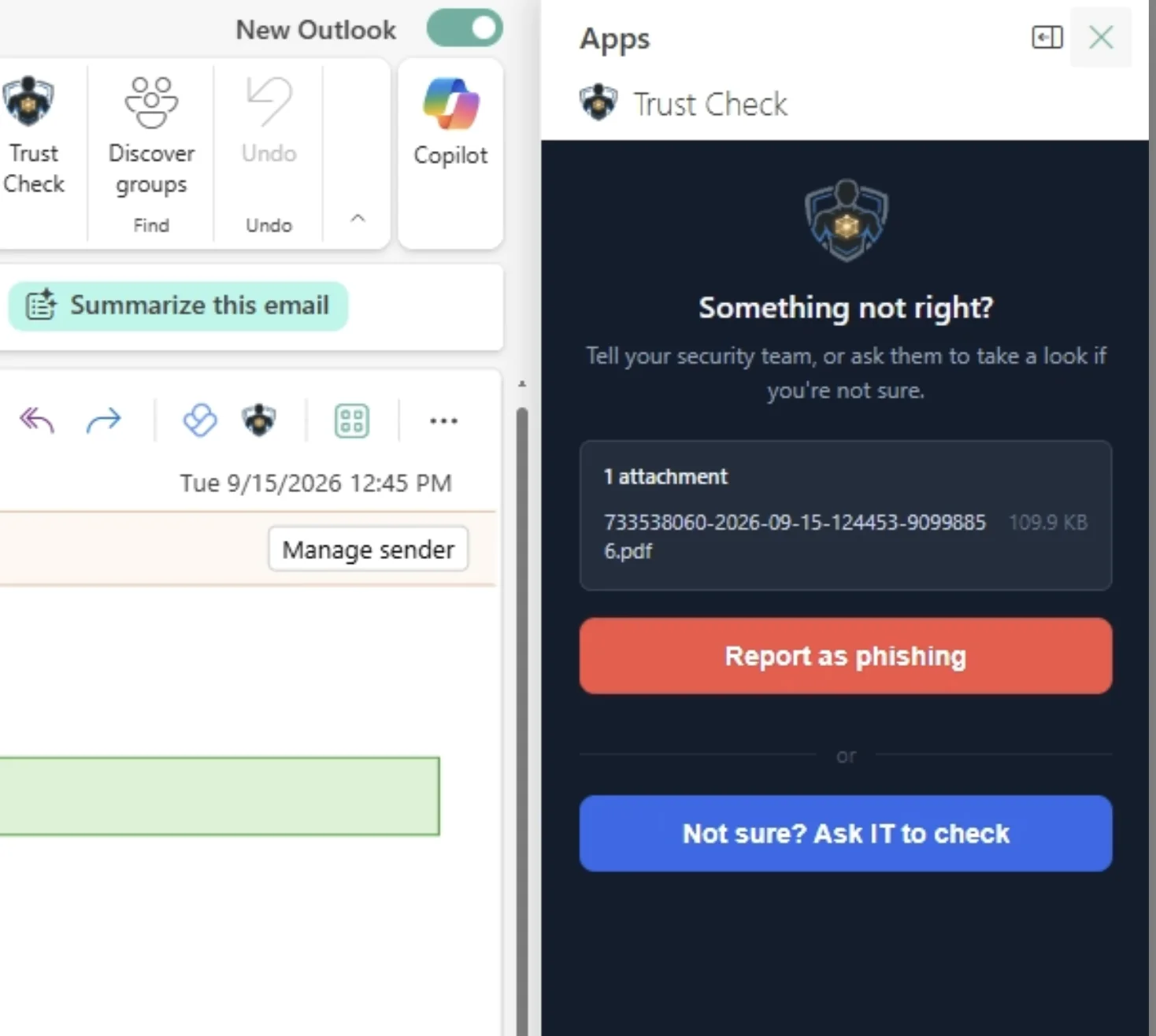 Trust Check — Outlook add-in
